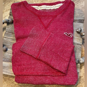 Hollister Small Maroon‎ Cotton/Poly Blend  Ribbed Crew Neck Long Sleeve Pullover
